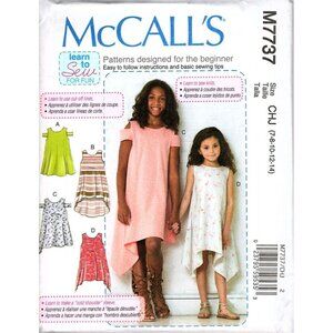 McCall's M7737 Girls 7 to 14 Learn to Sew Cold Shoulder Dresses Sewing Pattern